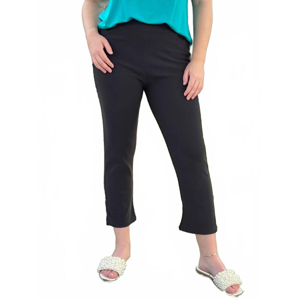NEW COCO + CARMEN georgie bow back capri pants in black